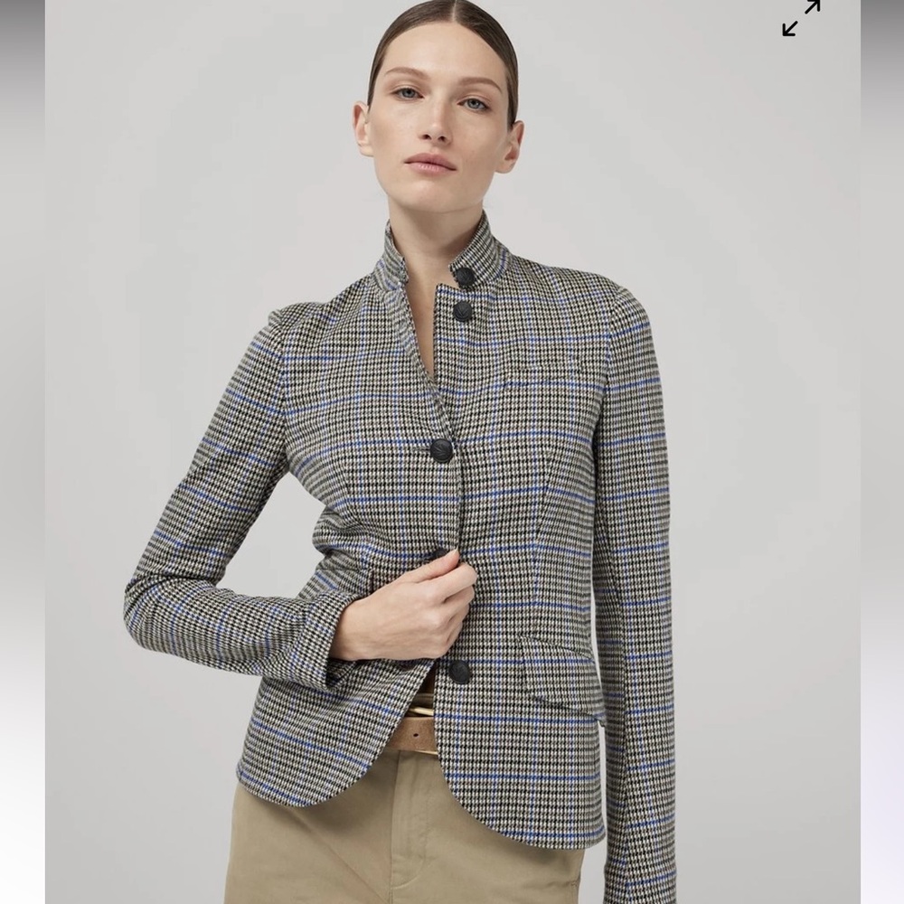 Rag & Bone Slade Plaid Blazer. Houndstooth Pattern, Blue Grey Plaid. NWT, Size 4